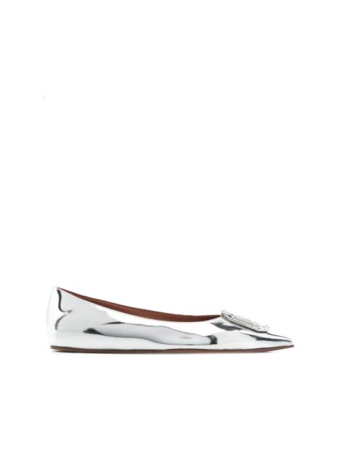 metallic-leather ballet flats