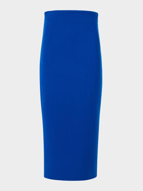 Wool Crepe Midi Pencil Skirt