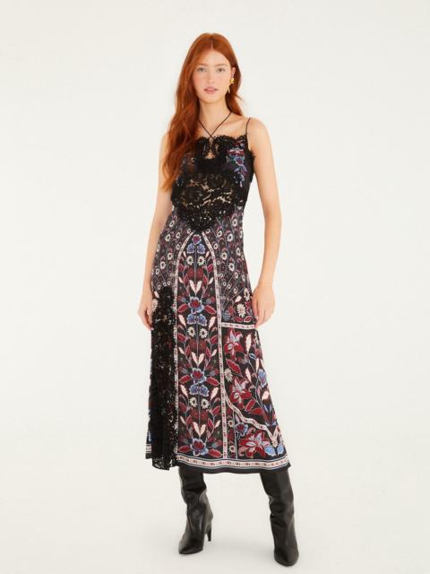 Black Marcelle Lace Lenzing™ Ecovero™ Viscose Slip Midi Dress