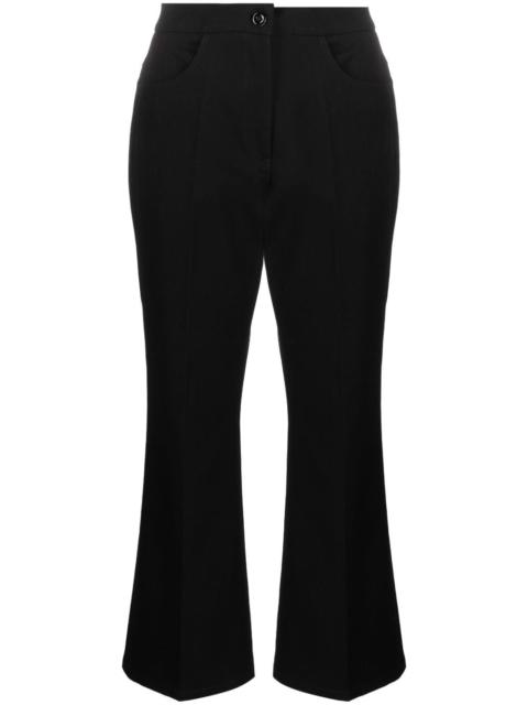 pressed-crease flared cropped trousers
