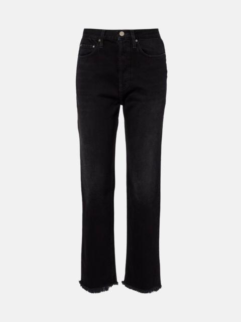 Distressed straight jeans