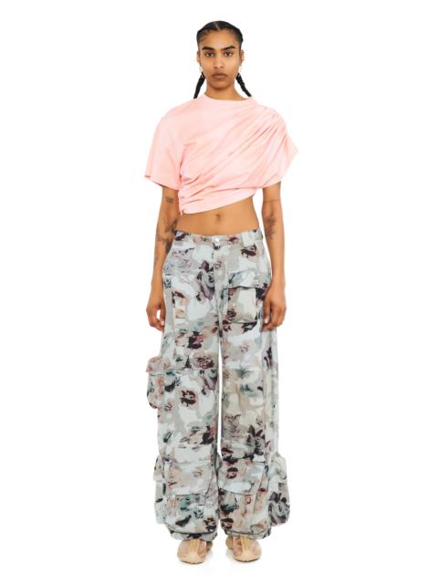 BEIGE WATERCOLOR ROSES GARDEN CARGO PANT