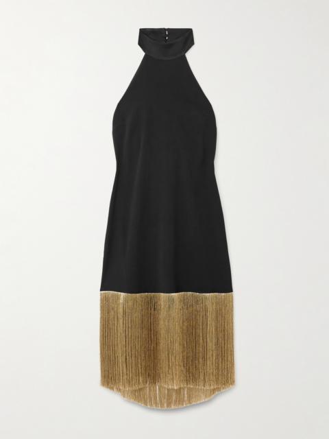 Berlin Fringed Crepe Halterneck Mini Dress
