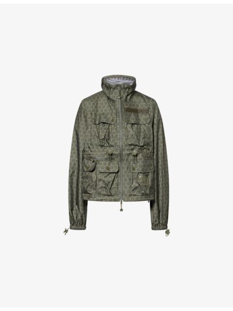 Graphic-Pattern Drawstring Shell Jacket