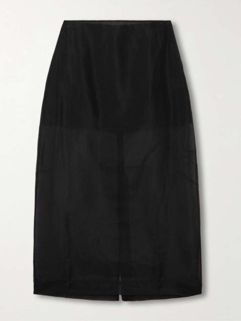 Peri silk-blend organza midi skirt Black