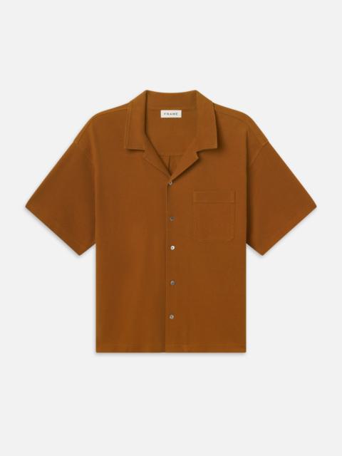 Jacquard Short Sleeve Relaxed Shirt in Dark Orange