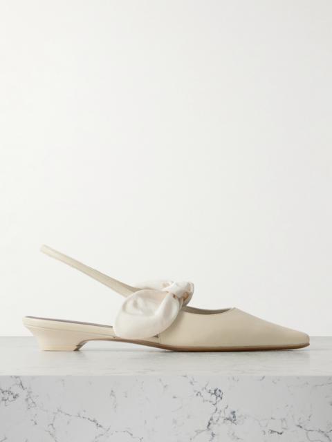 Uba Bow-embellished Faille And Leather Slingback Flats