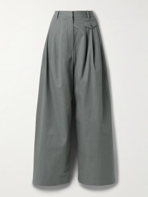 Pleated Cotton-twill Wide-leg Pants