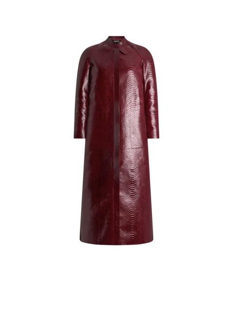 PRINTED LEATHER AND WASHED DUCHESSE BIKER COAT