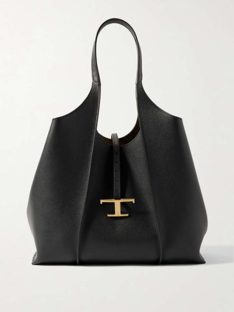 Large textured-leather shoulder bag