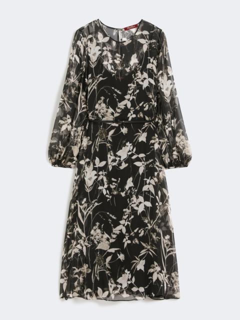 Dress in printed chiffon - BLACK