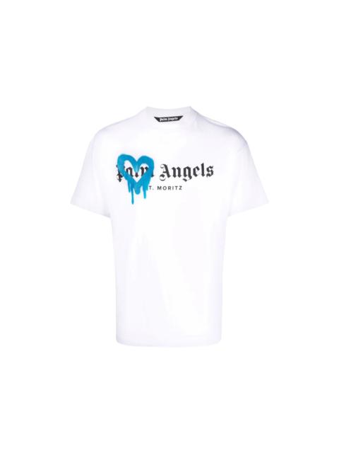 Palm Angels St Moritz Heart Sprayed Logo T-shirt White/Black/Blue