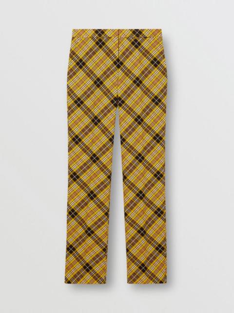 Cropped Check Technical Wool Tailored Trousers