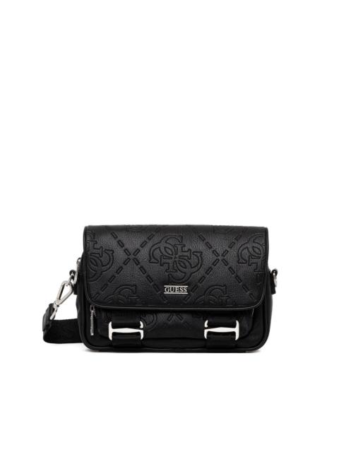 embossed flap shoulder bag