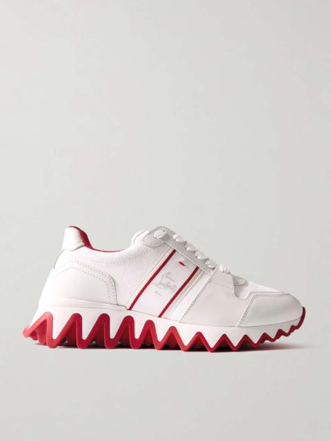 Nastroshark 40 embroidered grosgrain-trimmed canvas and leather sneakers