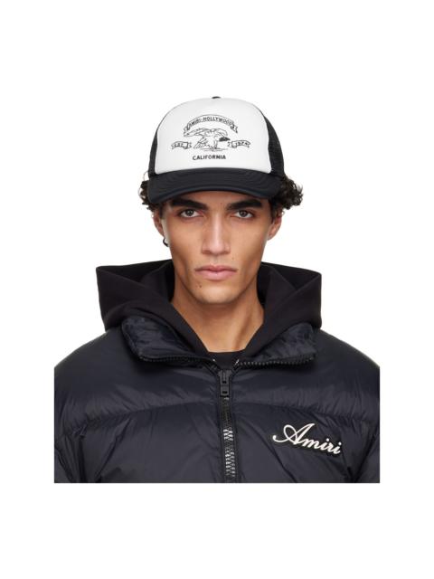 Black & White 'AMIRI' Eagle Trucker Cap