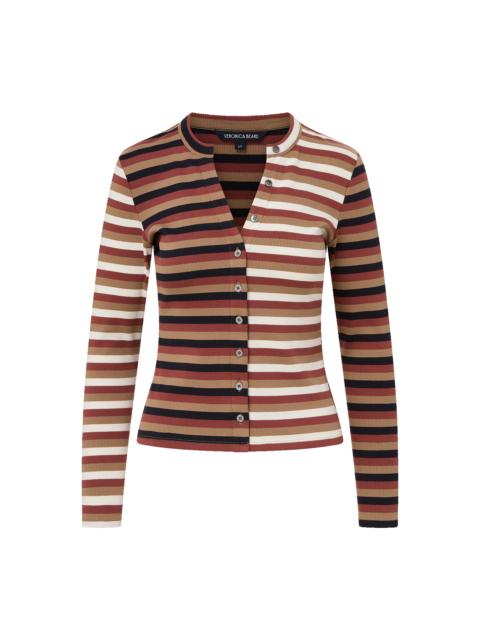 DILIA STRIPED BUTTON-DOWN T-SHIRT