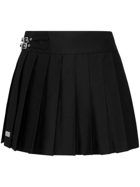 Skull pleated mini skirt