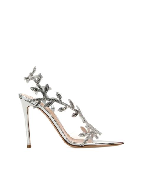 crystal-leaf leather sandals