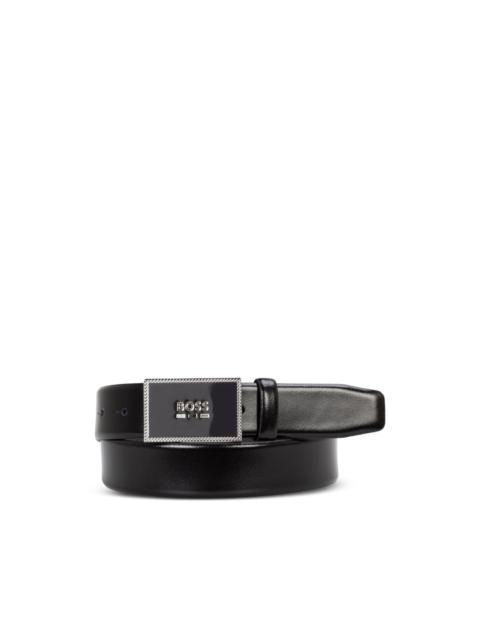 logo-buckle leather belt