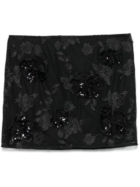 mesh flower mini skirt