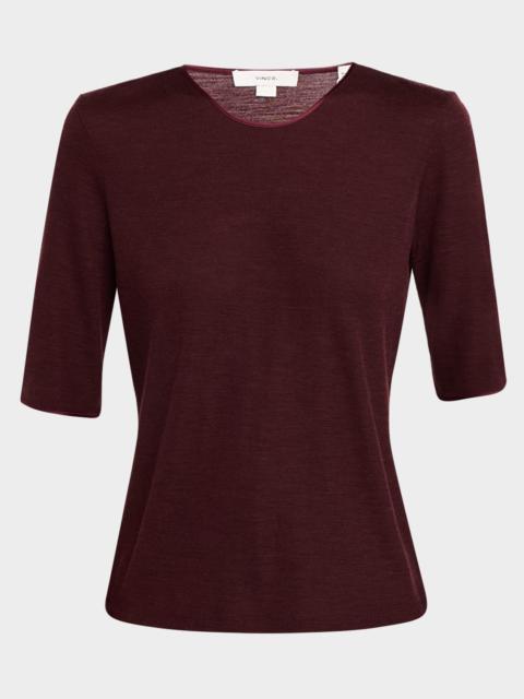 Satin-Trim Wool Sweater