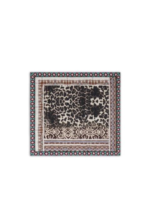 Aloeuw leopard geometric silk scarf
