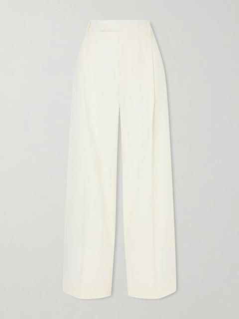 Pleated Wool-blend Wide-leg Pants