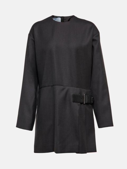 Buckled wool crêpe minidress