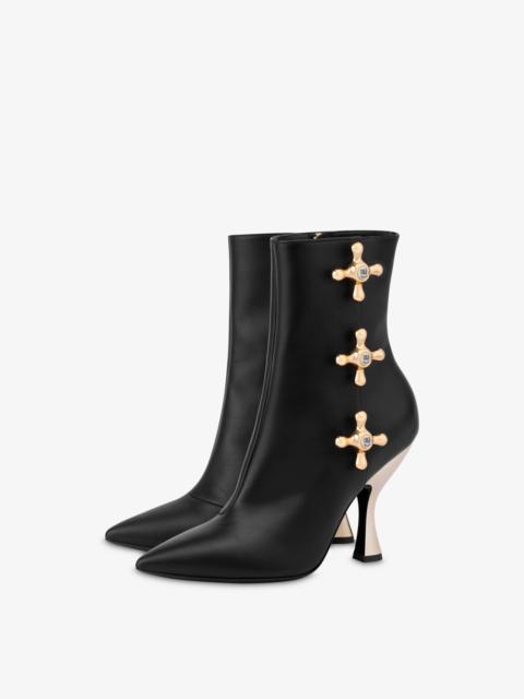 FAUCET DETAILS CALFSKIN ANKLE BOOTS