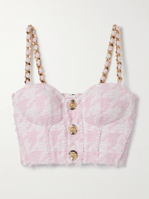 Embellished Cotton-blend Tweed Bustier Top