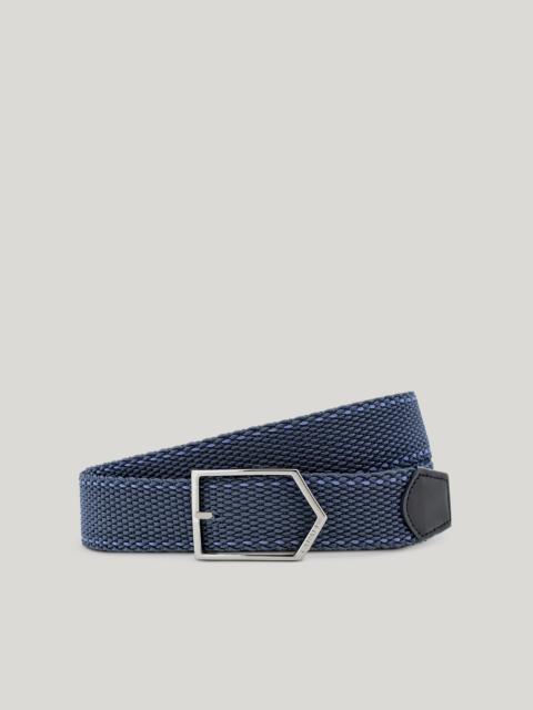 LIGHT DENIM BLUE ELASTIC-WEAVE BELT WITH METAL ARROW BUCKLE