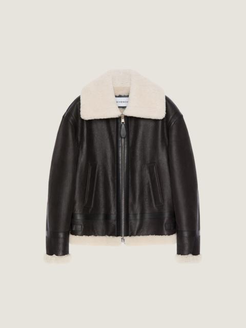 COUTURE SEAM AVIATOR BLOUSON IN LEATHER AND SHEARLING