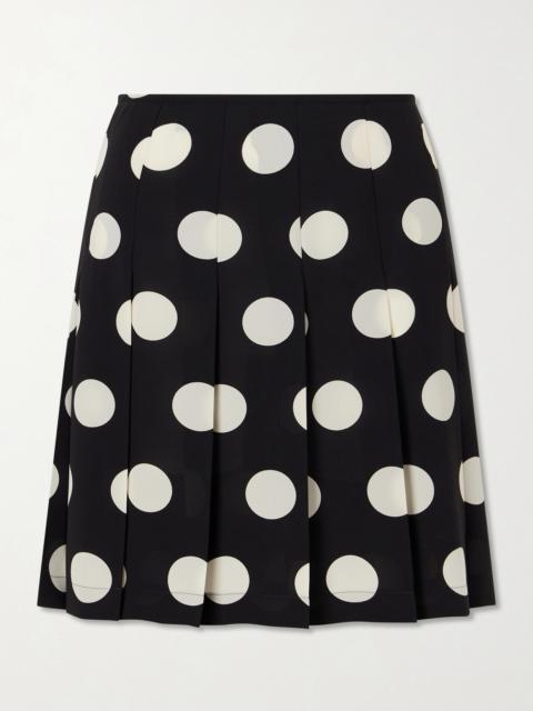 Pleated Polka-dot Georgette Midi Skirt