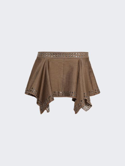 Ice Skating Eyelet Mini Skirt Brown