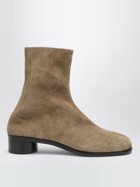 Beige suede Tabi ankle boots