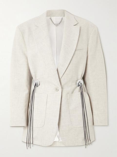 Embellished Gathered Wool And Cotton-blend Blazer