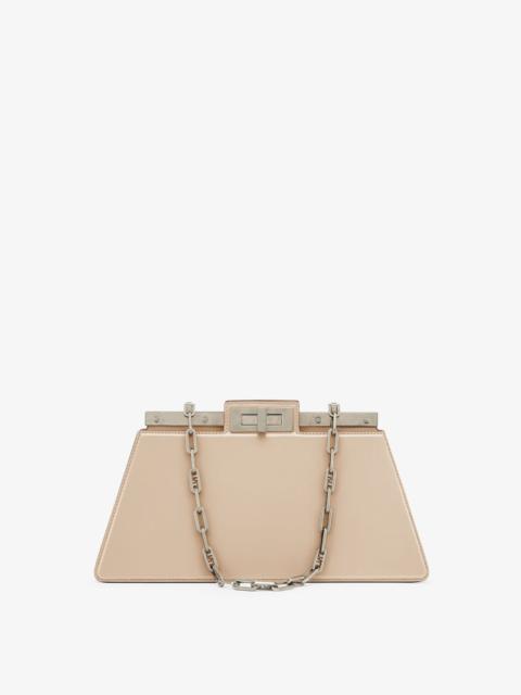 Medium Peekaboo Cut bag made of glossy beige leather. A new evolution of the iconic Peekaboo ISeeU, 