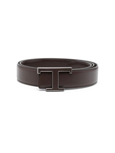 logo-buckle leather belt
