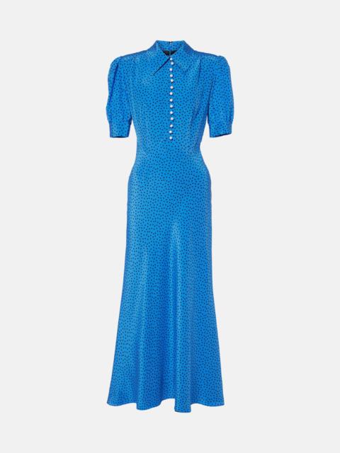 Polka-dot silk maxi dress