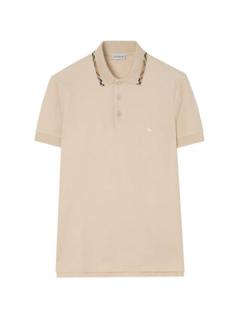 Check trim cotton polo shirt