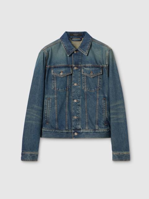 Cotton denim jacket with Horsebit