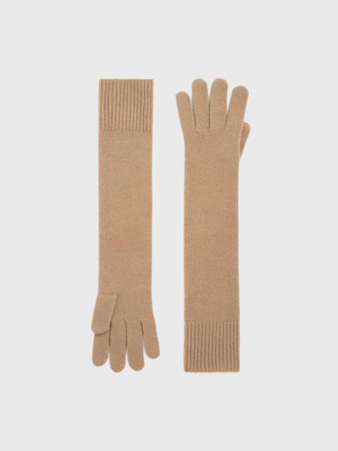 Long knit gloves camel