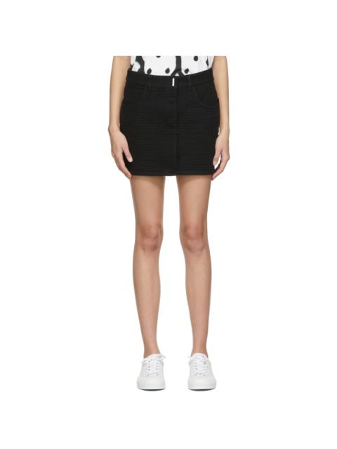 Black Denim Jacquard Logo Skirt