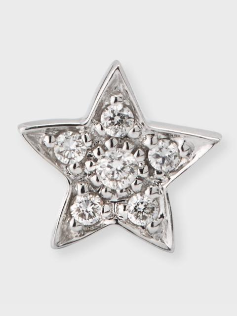 14k White Gold Pave Star Stud Earring, Single