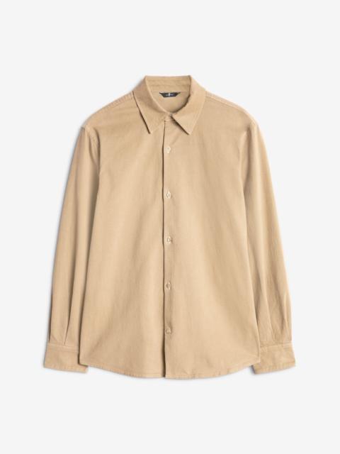 Comfort Twill Button Up Shirt In Silver Mink