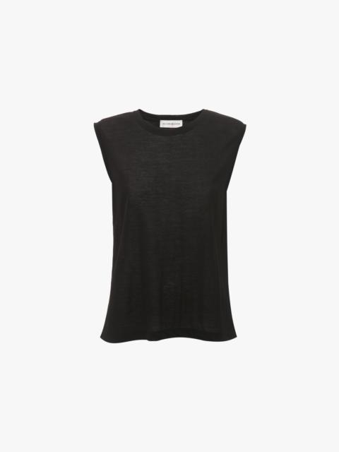 Cotton Crepe Tank In Black