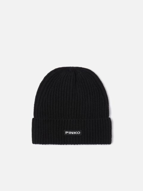 RIBBED WOOL HAT WITH LOGO