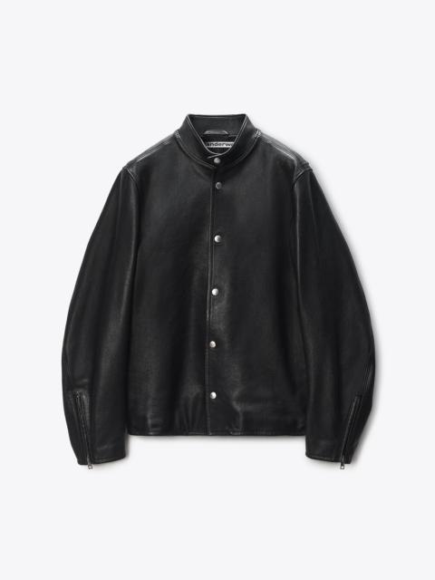 Black Glossy Leather Moto Jacket