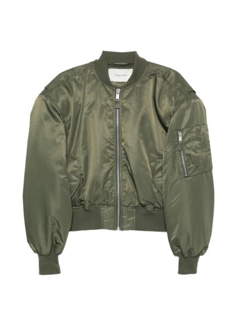 Broad zip-fastening bomber jacket